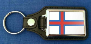 Färöer Inseln Schlüsselanhänger aus Metall und Kunstleder | ca. 95 X 37  mm