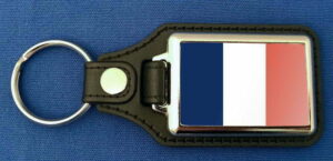 Frankreich Schlüsselanhänger aus Metall und Kunstleder | ca. 95 X 37  mm