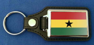 Ghana Schlüsselanhänger aus Metall und Kunstleder | ca. 95 X 37  mm