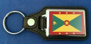 Grenada Schlüsselanhänger aus Metall und Kunstleder | ca. 95 X 37  mm