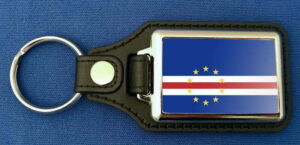 Kap Verde Schlüsselanhänger aus Metall und Kunstleder | ca. 95 X 37  mm