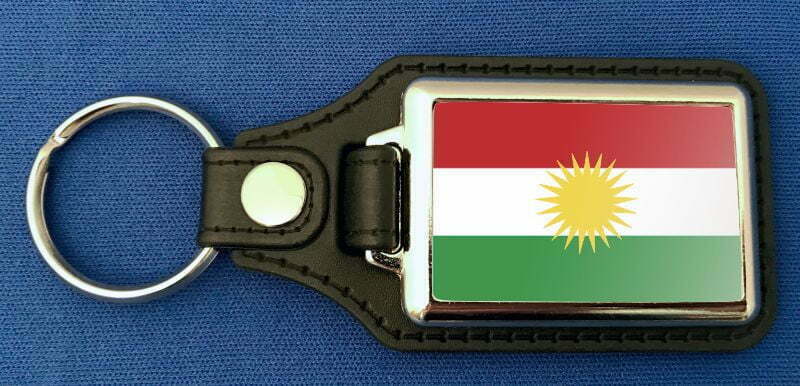 Kurdistan Schlüsselanhänger aus Metall und Kunstleder | ca. 95 X 37 mm