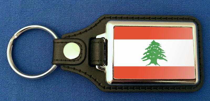 Libanon Schlüsselanhänger aus Metall und Kunstleder | ca. 95 X 37 mm