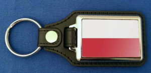 Polen ohne Wappen Schlüsselanhänger aus Metall und Kunstleder | ca. 95 X 37  mm