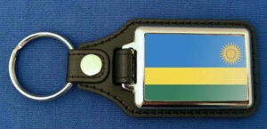 Ruanda Schlüsselanhänger aus Metall und Kunstleder | ca. 95 X 37  mm