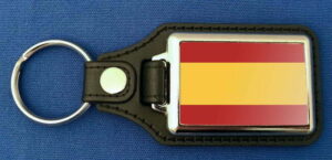 Spanien ohne Wappen Schlüsselanhänger aus Metall und Kunstleder | ca. 95 X 37  mm