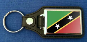 St. Kitts und Nevis Schlüsselanhänger aus Metall und Kunstleder | ca. 95 X 37  mm