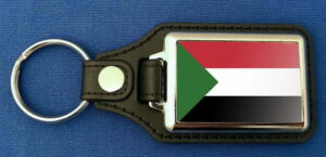 Sudan Schlüsselanhänger aus Metall und Kunstleder | ca. 95 X 37  mm