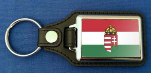 Ungarn mit Wappen Schlüsselanhänger aus Metall und Kunstleder | ca. 95 X 37  mm