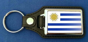 Uruguay Schlüsselanhänger aus Metall und Kunstleder | ca. 95 X 37  mm