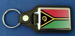 Vanuatu Schlüsselanhänger aus Metall und Kunstleder | ca. 95 X 37  mm