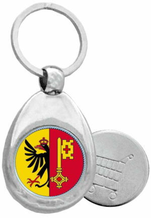 Schlüsselanhänger mit Jeton aus Metall Genf | 32 x 75 mm
